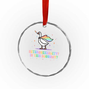 Rainbow Goose Heterosexuality in This Economy Crystal Glass Ornament LGBTQ Lesbian Pride TS10 Print Your Wear