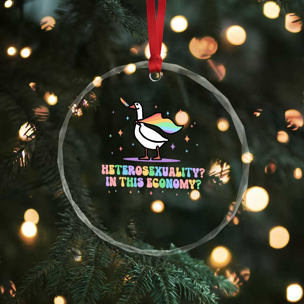 Rainbow Goose Heterosexuality in This Economy Crystal Glass Ornament LGBTQ Lesbian Pride TS10 Print Your Wear