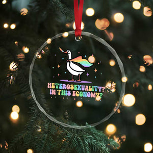 Rainbow Goose Heterosexuality in This Economy Crystal Glass Ornament LGBTQ Lesbian Pride TS10 Print Your Wear