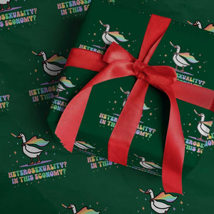 Rainbow Goose Heterosexuality in This Economy Wrapping Paper Roll LGBTQ Lesbian Pride TS10 Green Print Your Wear