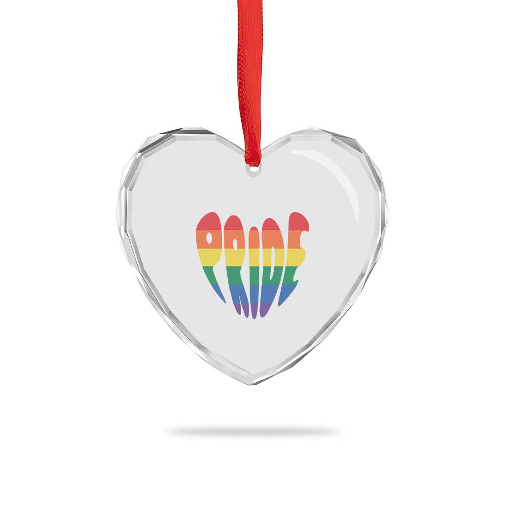 Rainbow Heart Pride Heart Crystal Glass Ornament LGBTQ Support Graphic TS12 Print Your Wear