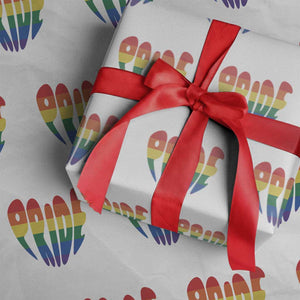 Rainbow Heart Pride Wrapping Paper Roll LGBTQ Support Graphic TS12 White Print Your Wear
