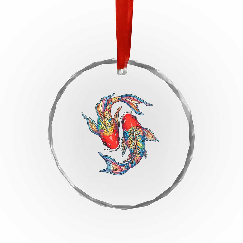 Rainbow Koi Fish LGBTQ Pride Crystal Glass Ornament Colorful Japanese Carp