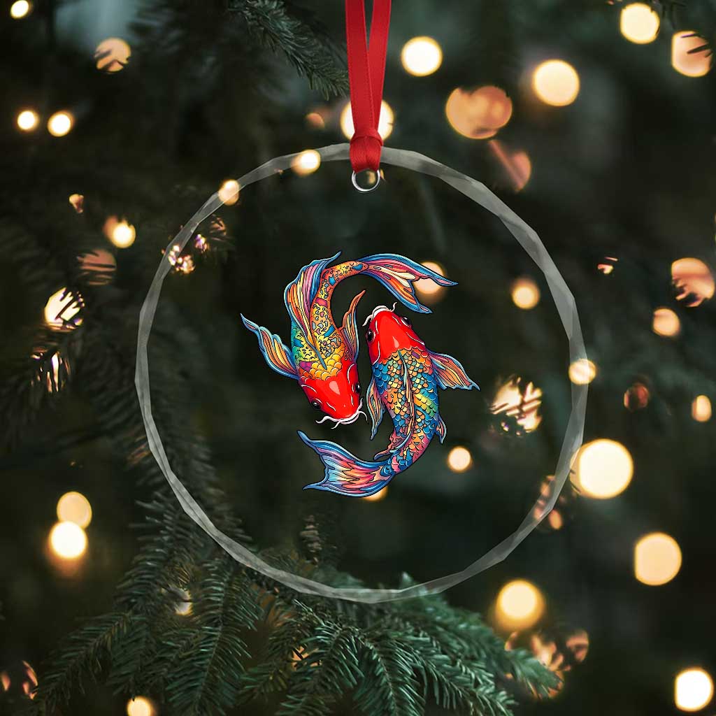 Rainbow Koi Fish LGBTQ Pride Crystal Glass Ornament Colorful Japanese Carp