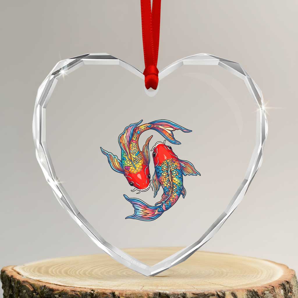 Rainbow Koi Fish LGBTQ Pride Heart Crystal Glass Ornament Colorful Japanese Carp TS12 Transparent Glass 3'' Heart Print Your Wear