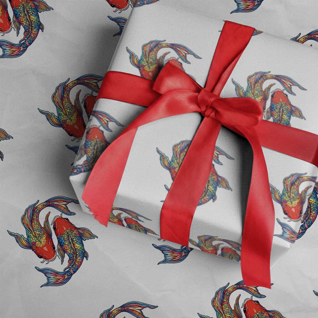 Rainbow Koi Fish LGBTQ Pride Wrapping Paper Roll Colorful Japanese Carp
