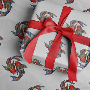 Rainbow Koi Fish LGBTQ Pride Wrapping Paper Roll Colorful Japanese Carp