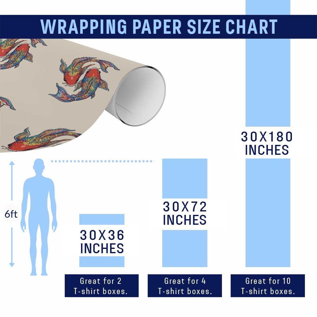 Rainbow Koi Fish LGBTQ Pride Wrapping Paper Roll Colorful Japanese Carp