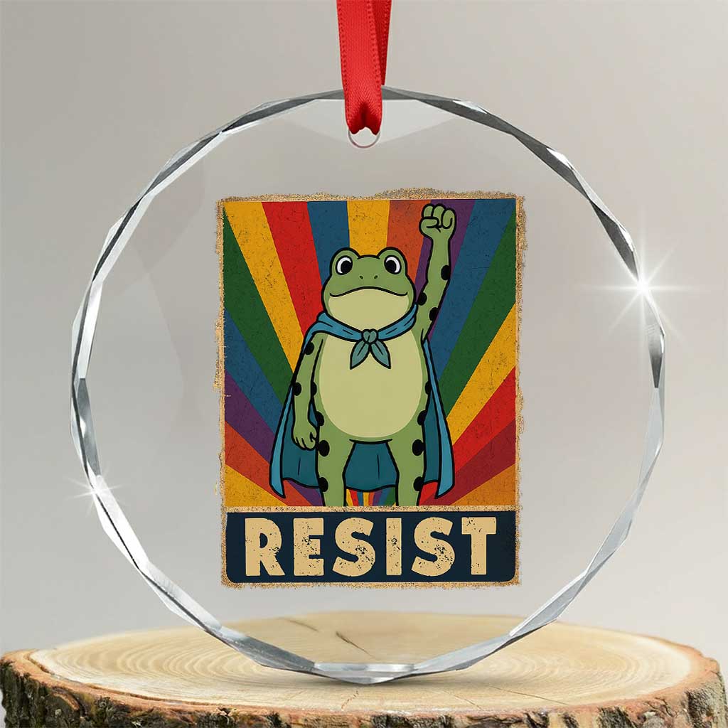 Rainbow Resist Frog Crystal Glass Ornament Portland Pride and Protest Resistance - Print Your Wear