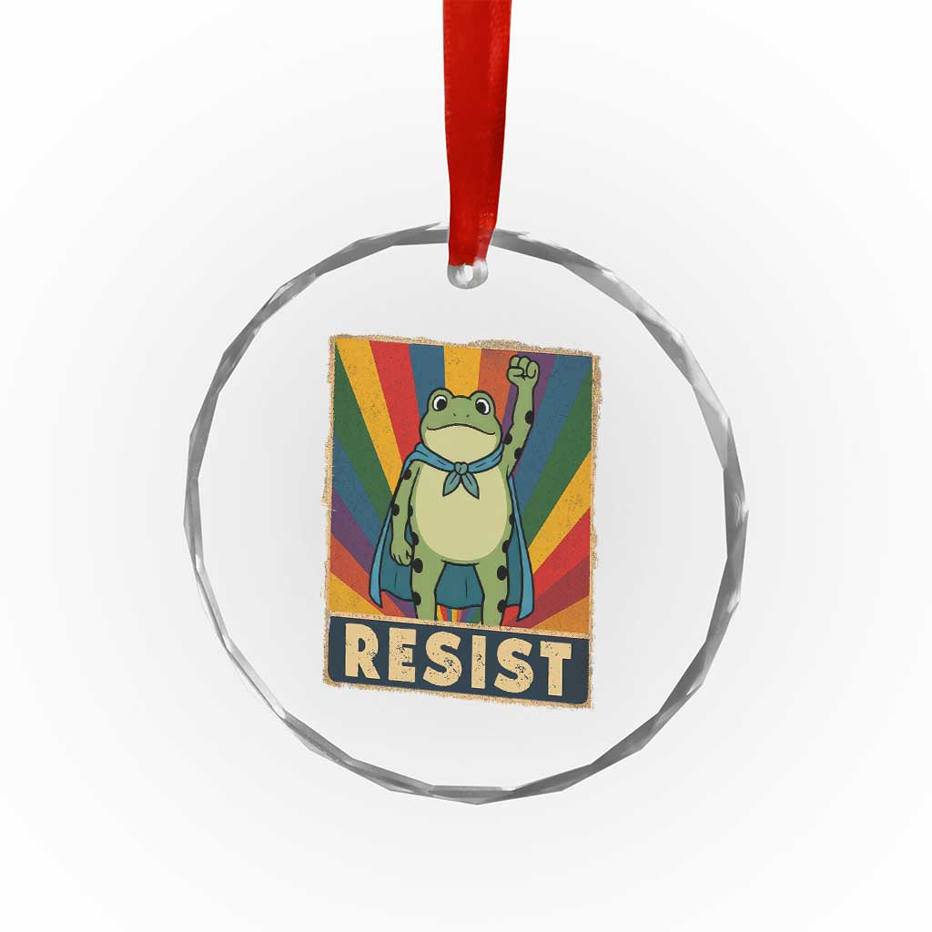 Rainbow Resist Frog Crystal Glass Ornament Portland Pride and Protest Resistance TS02 Print Your Wear