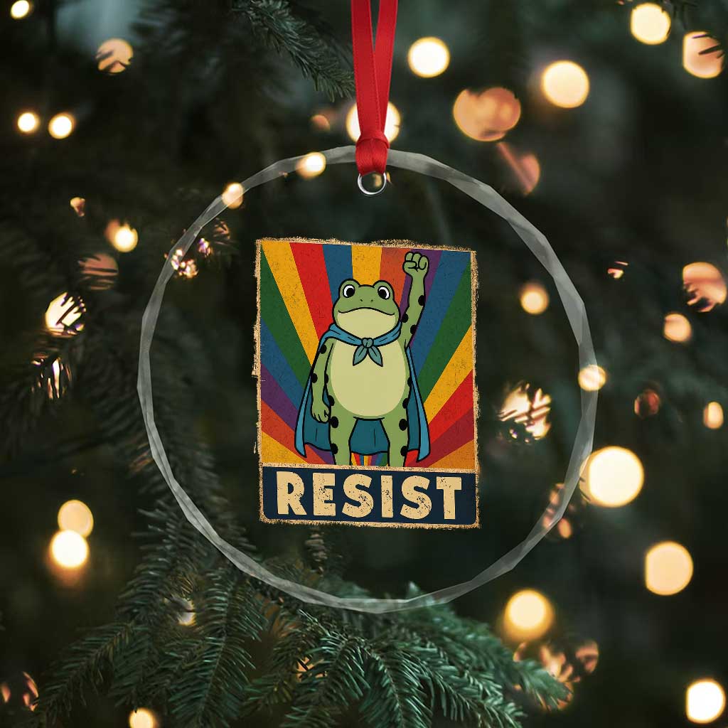 Rainbow Resist Frog Crystal Glass Ornament Portland Pride and Protest Resistance TS02 Print Your Wear