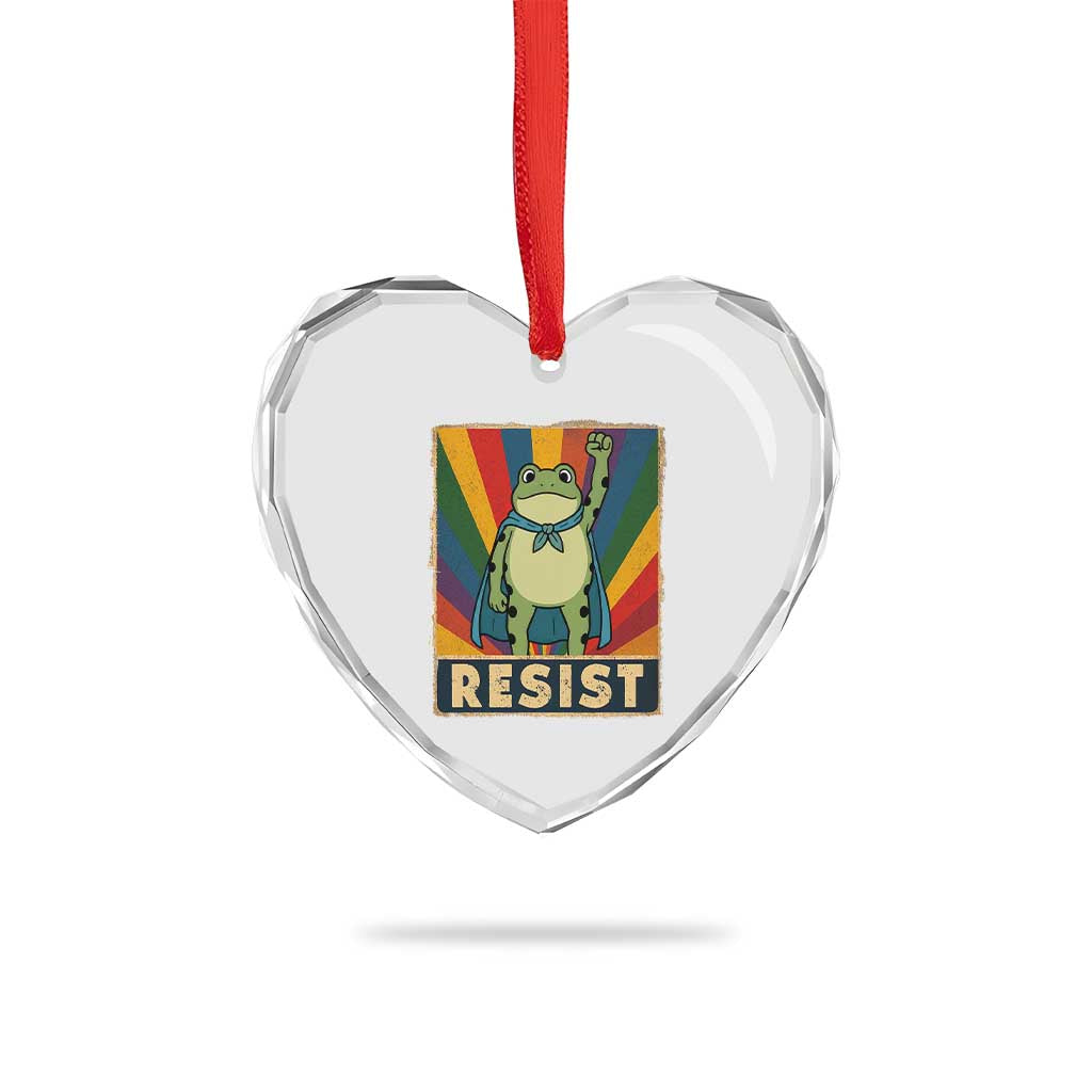 Rainbow Resist Frog Heart Crystal Glass Ornament Portland Pride and Protest Resistance TS02 Print Your Wear