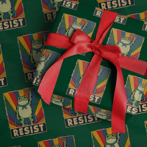 Rainbow Resist Frog Wrapping Paper Roll Portland Pride and Protest Resistance TS02 Green Print Your Wear