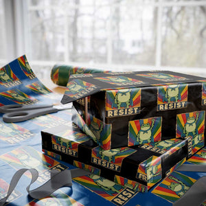 Rainbow Resist Frog Wrapping Paper Roll Portland Pride and Protest Resistance TS02 Black Print Your Wear