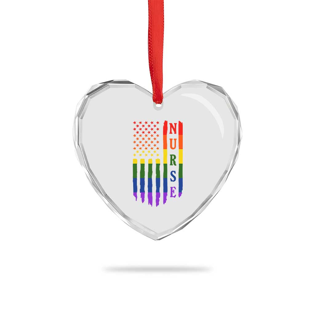 Rainbow RN Ally Pride Month Heart Crystal Glass Ornament LGBTQ Healthcare Worker TS12 Print Your Wear