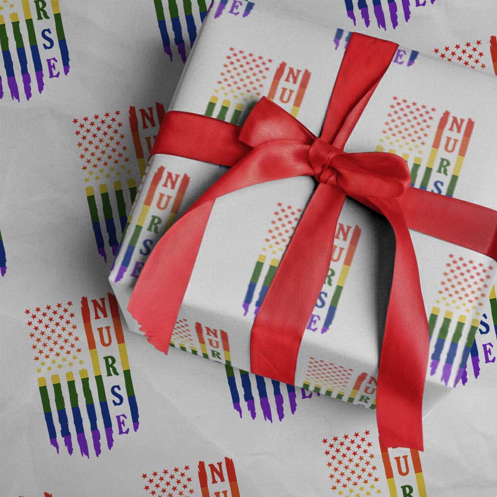 Rainbow RN Ally Pride Month Wrapping Paper Roll LGBTQ Healthcare Worker TS12 White Print Your Wear