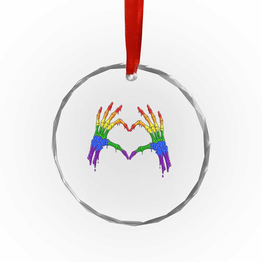 Rainbow Skeleton Heart Hands Crystal Glass Ornament LGBTQ Pride Support Graphic TS12 Print Your Wear