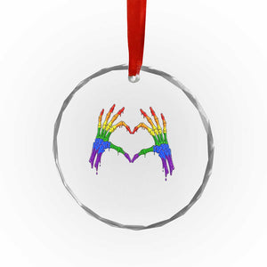 Rainbow Skeleton Heart Hands Crystal Glass Ornament LGBTQ Pride Support Graphic TS12 Print Your Wear