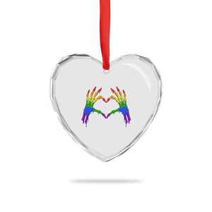 Rainbow Skeleton Heart Hands Heart Crystal Glass Ornament LGBTQ Pride Support Graphic TS12 Print Your Wear