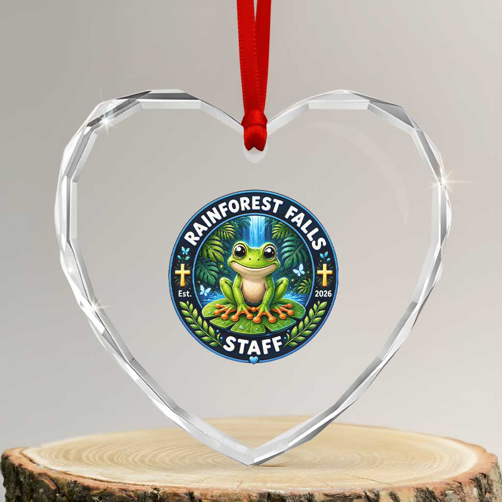 Rainforest Falls Staff Heart Crystal Glass Ornament VBS 2026 Director Teacher TS10 Transparent Glass 3'' Heart Print Your Wear