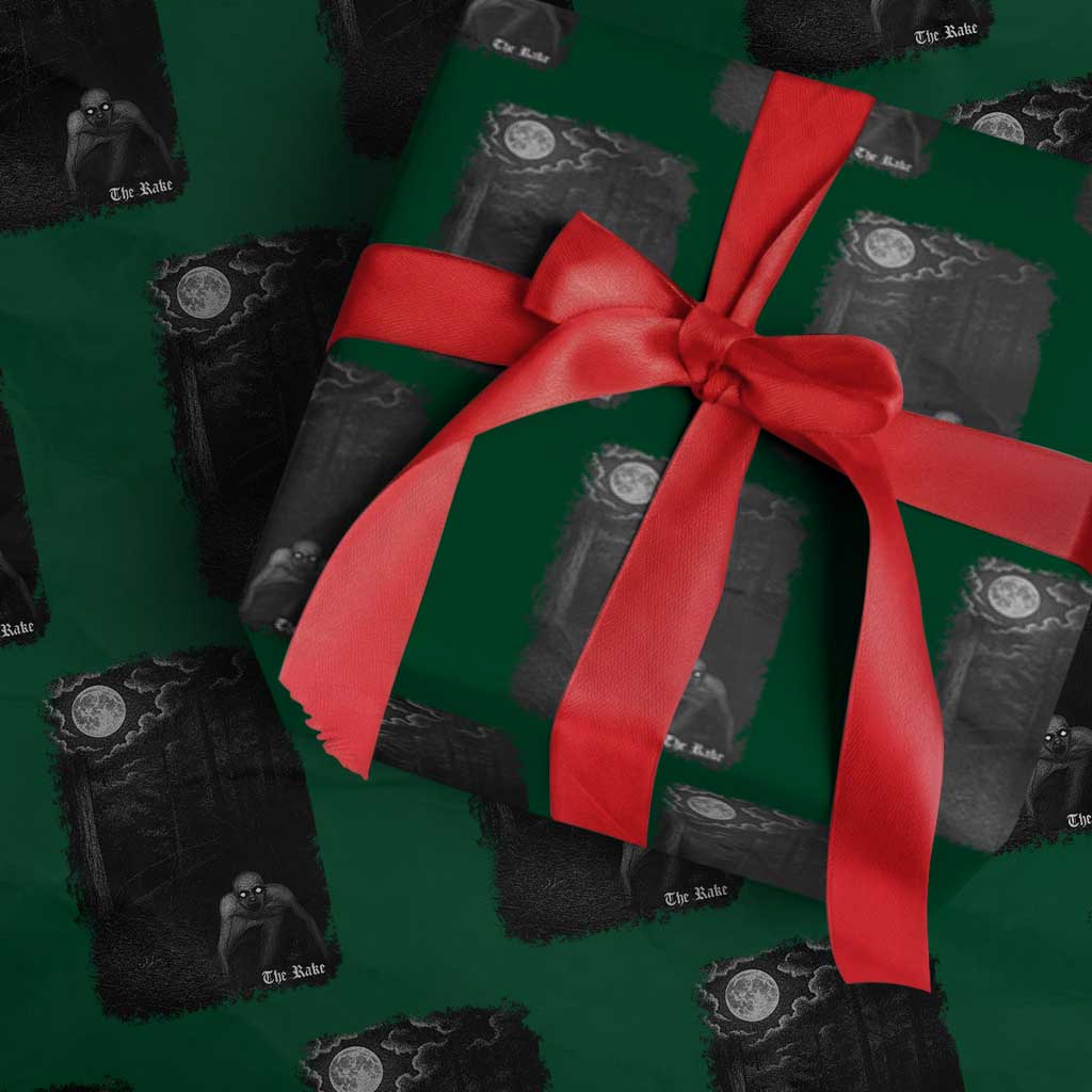 Rake Creepypasta Wrapping Paper Roll Cryptid Series Cryptozoology Gift Creepy Horror Halloween TS10 Green Print Your Wear