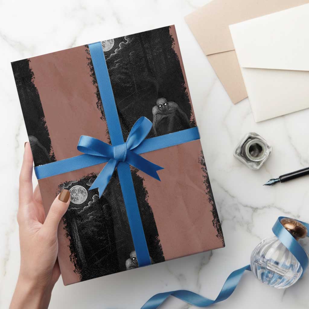 Rake Creepypasta Wrapping Paper Roll Cryptid Series Cryptozoology Gift Creepy Horror Halloween TS10 Mocha Print Your Wear