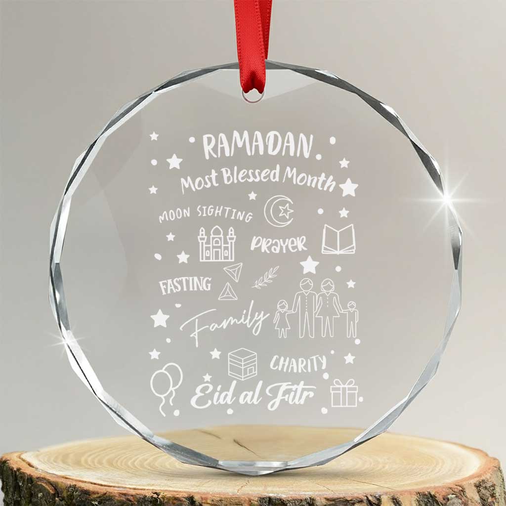 Ramadan Blessed Month Crystal Glass Ornament Muslim Islamic Ramadhan Eid al Fitr TS02 Transparent Glass 3'' Circle Print Your Wear