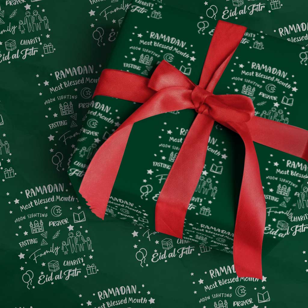 Ramadan Blessed Month Wrapping Paper Roll Muslim Islamic Ramadhan Eid al Fitr TS02 Green Print Your Wear