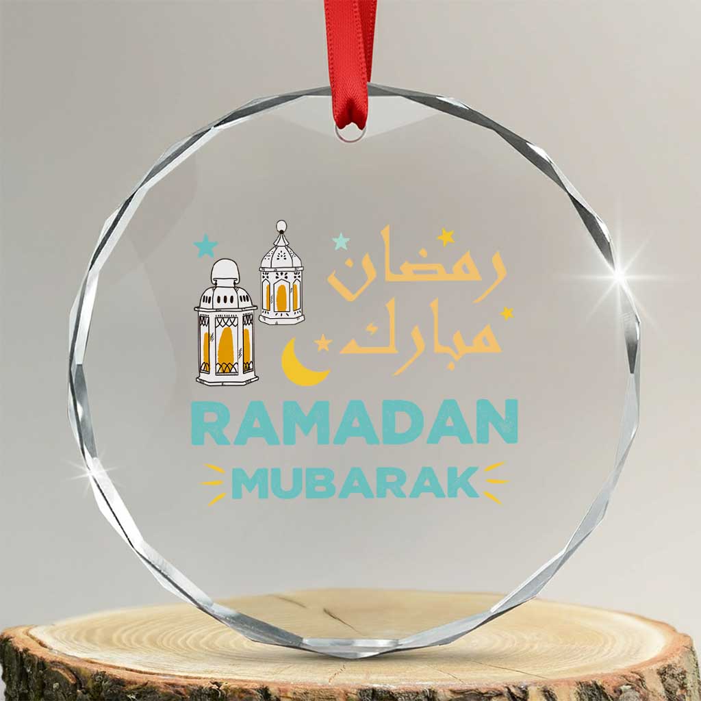 Ramadan Mubarak Muslim Crystal Glass Ornament TS02 Transparent Glass 3'' Circle Print Your Wear