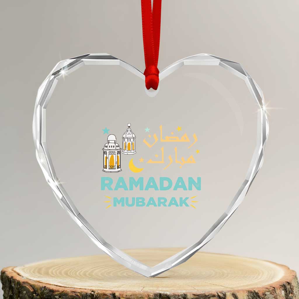 Ramadan Mubarak Muslim Heart Crystal Glass Ornament TS02 Transparent Glass 3'' Heart Print Your Wear