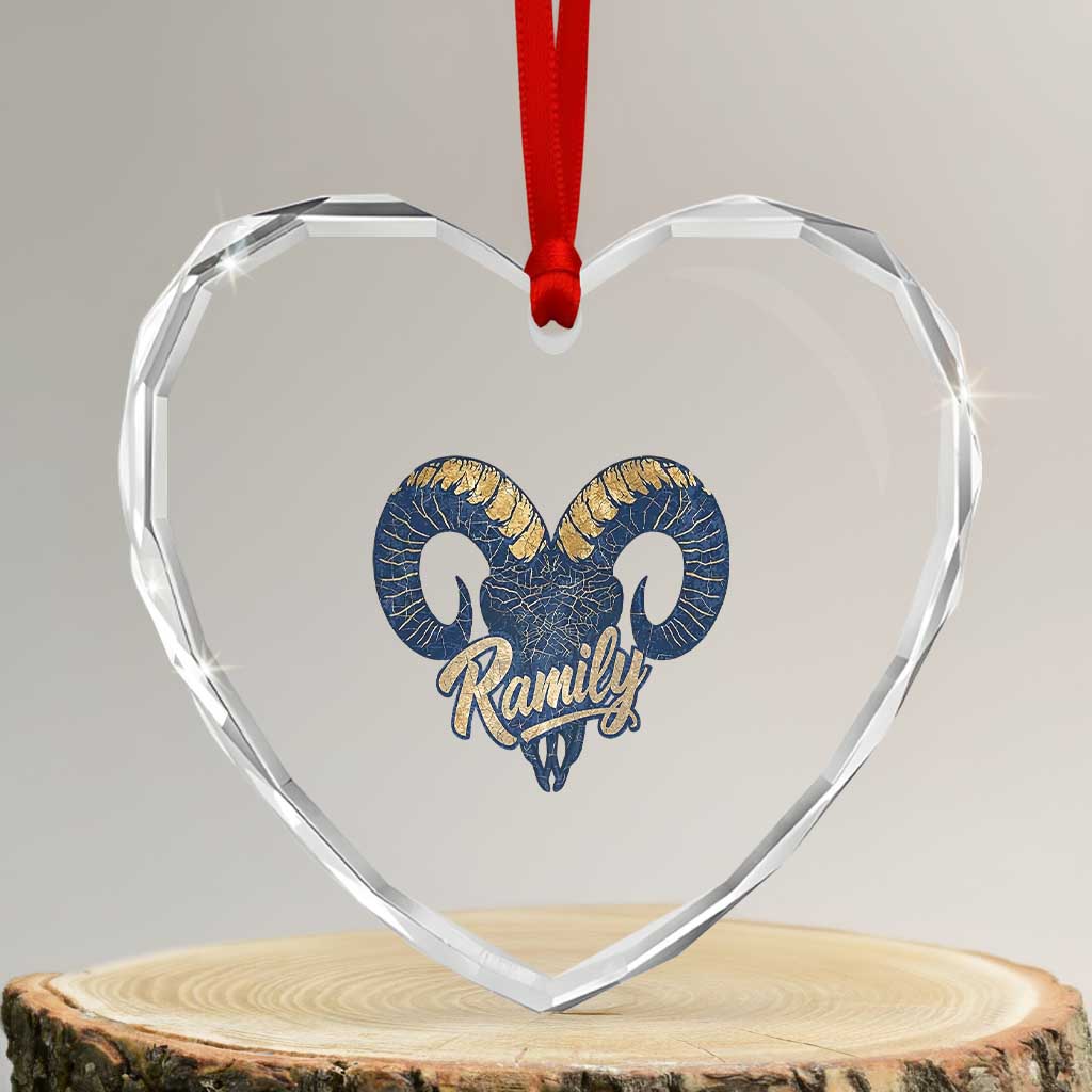 Ramily Bighorn Sheep Skull Ram Lover Vintage Heart Crystal Glass Ornament TS02 Transparent Glass 3'' Heart Print Your Wear