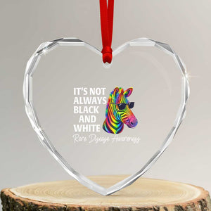 Rare Disease Awareness Heart Crystal Glass Ornament It Is Not Always Black And White Colorful Zebra TS11 Transparent Glass 3'' Heart Print Your Wear