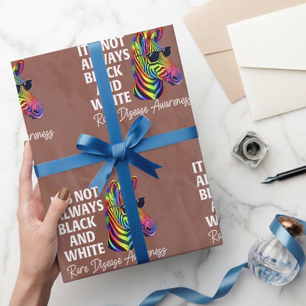 Rare Disease Awareness Wrapping Paper Roll It Is Not Always Black And White Colorful Zebra TS11 Mocha Print Your Wear