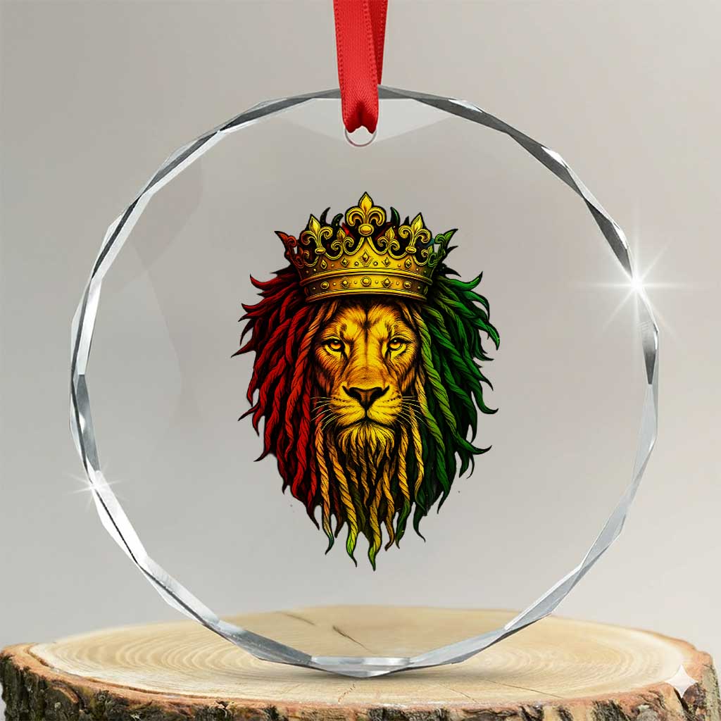 Rasta Reggae Lion Crystal Glass Ornament Jamaican Pride Lion of Judah Gift for Rastafari TS10 Transparent Glass 3'' Circle Print Your Wear