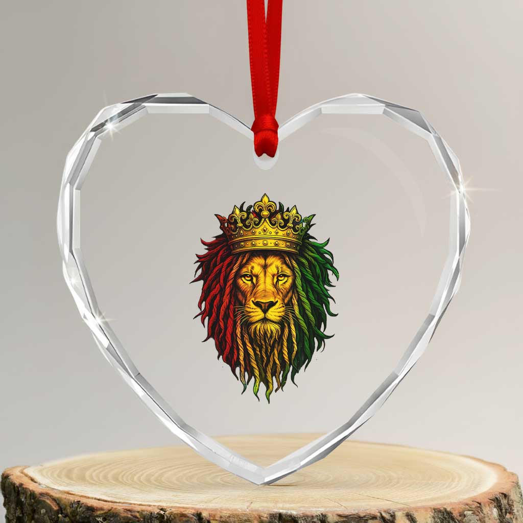 Rasta Reggae Lion Heart Crystal Glass Ornament Jamaican Pride Lion of Judah Gift for Rastafari TS10 Transparent Glass 3'' Heart Print Your Wear