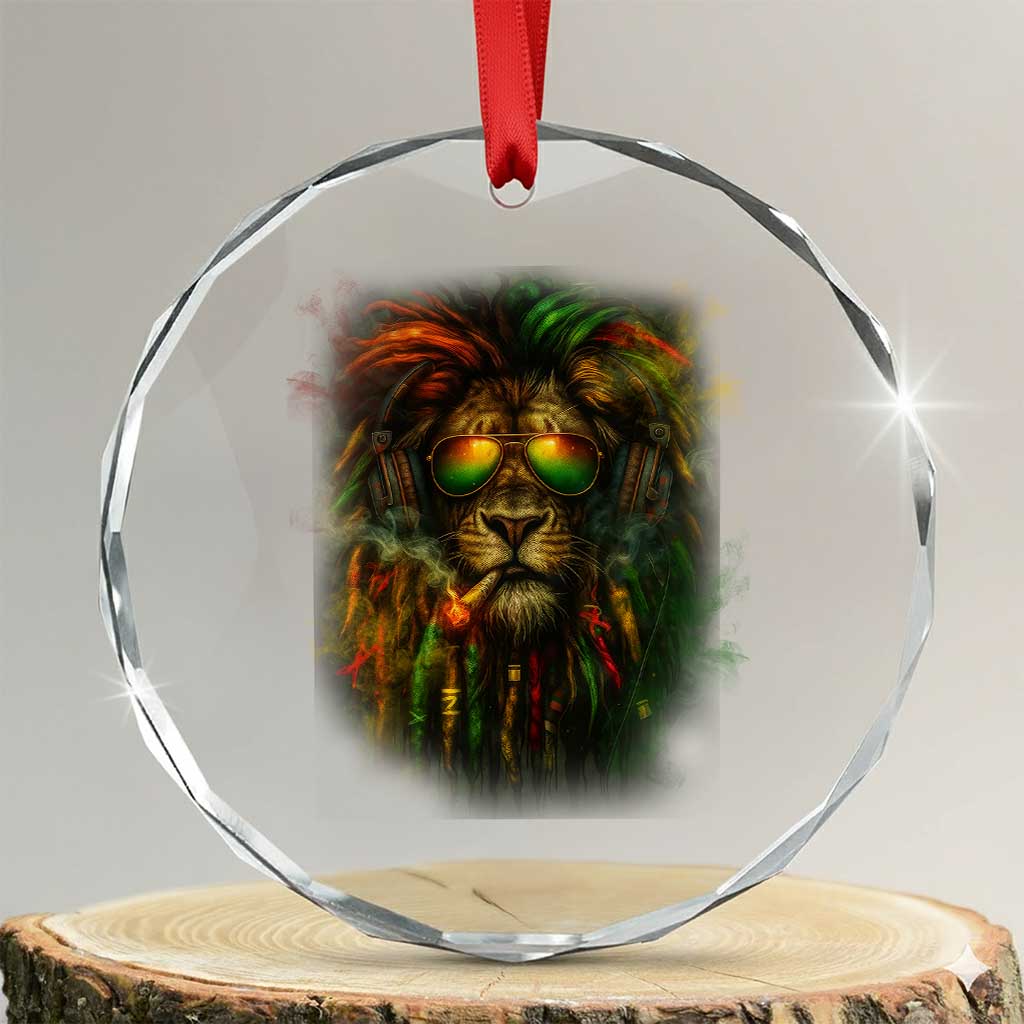 Rasta Reggae Lion Smoking Weed Crystal Glass Ornament Jamaican Reggae Music and Weed Lovers TS10 Transparent Glass 3'' Circle Print Your Wear