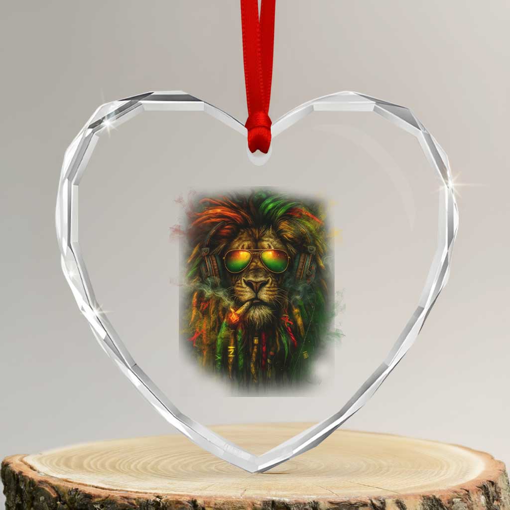 Rasta Reggae Lion Smoking Weed Heart Crystal Glass Ornament Jamaican Reggae Music and Weed Lovers TS10 Transparent Glass 3'' Heart Print Your Wear