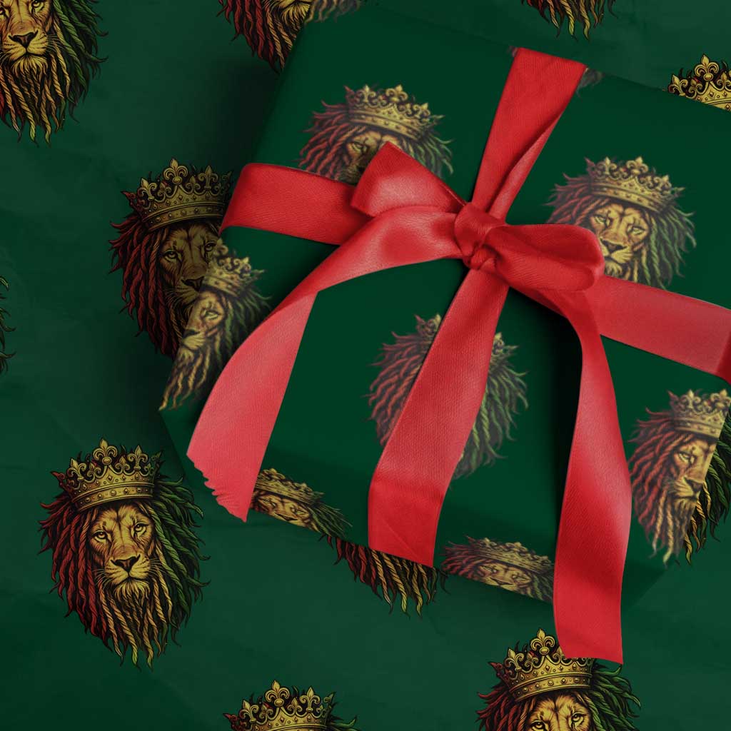 Rasta Reggae Lion Wrapping Paper Roll Jamaican Pride Lion of Judah Gift for Rastafari TS10 Green Print Your Wear