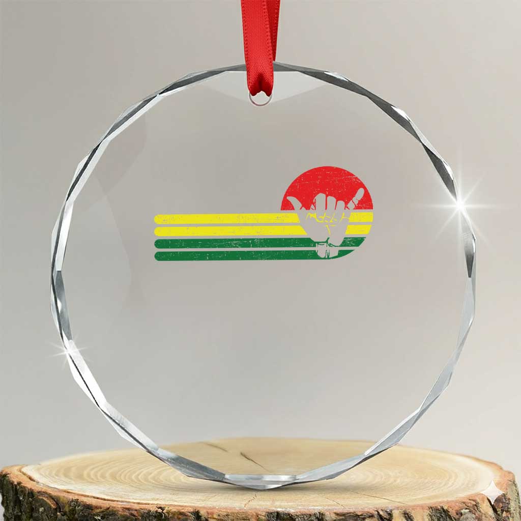 Rasta Reggae Shaka Hand Crystal Glass Ornament Retro Vintage Jamaica Flag Rasta Hawaii Shaka Sign TS10 Transparent Glass 3'' Circle Print Your Wear