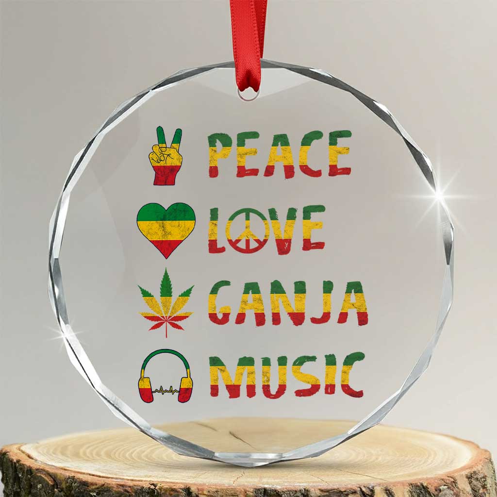 Rasta Weed Crystal Glass Ornament Peace Love Ganja Marijuana Cannabis Reggae Music - Print Your Wear