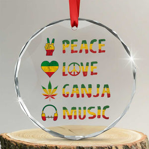 Rasta Weed Crystal Glass Ornament Peace Love Ganja Marijuana Cannabis Reggae Music - Print Your Wear