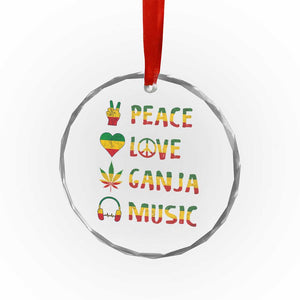 Rasta Weed Crystal Glass Ornament Peace Love Ganja Marijuana Cannabis Reggae Music - Print Your Wear