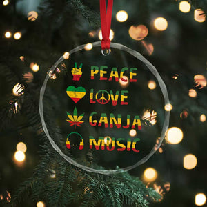Rasta Weed Crystal Glass Ornament Peace Love Ganja Marijuana Cannabis Reggae Music - Print Your Wear