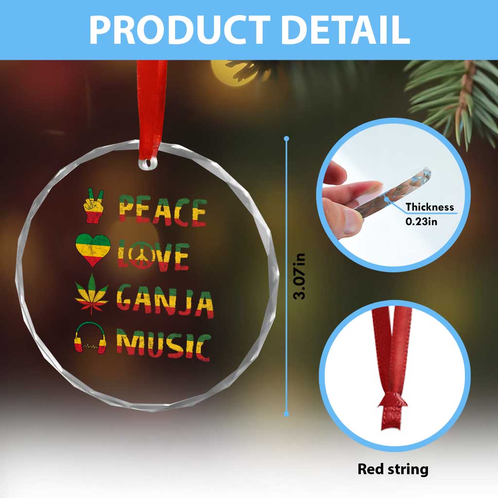 Rasta Weed Crystal Glass Ornament Peace Love Ganja Marijuana Cannabis Reggae Music TS10 Print Your Wear