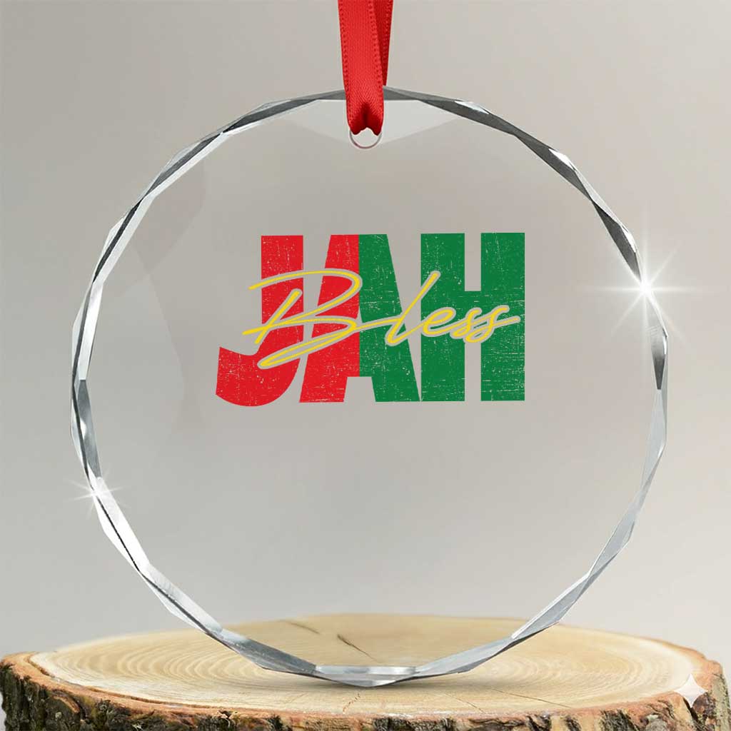 Rastafarian Jah Bless Crystal Glass Ornament Retro Reggae Rastafari Jamaica Rasta TS10 Transparent Glass 3'' Circle Print Your Wear