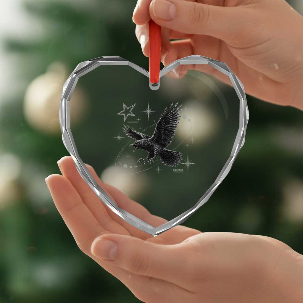 Raven Crow Y2k Heart Crystal Glass Ornament Gothic Cyber Sigilism Occult Dark Academia Black Bird Graphic