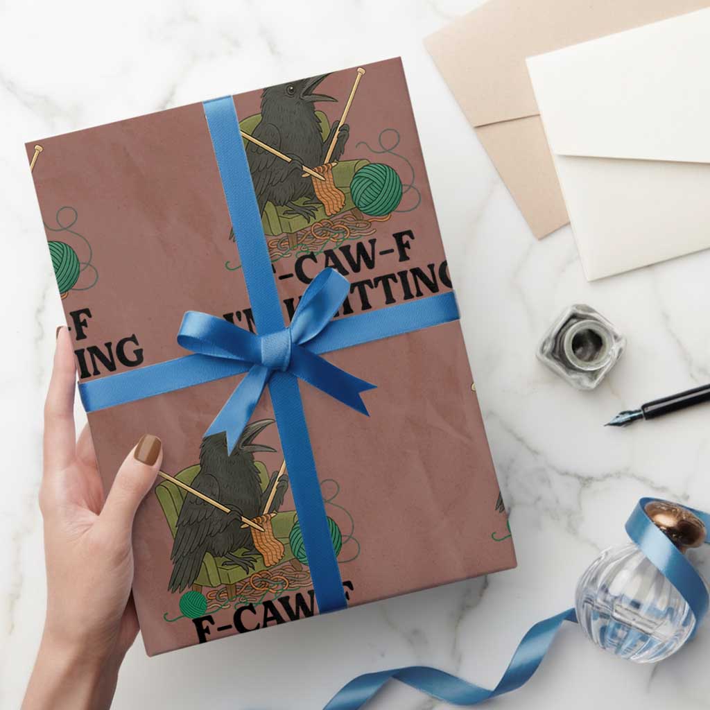 Raven F Caw F I Am Knitting Wrapping Paper Roll Funny Knitter Gift TS12 Mocha Print Your Wear