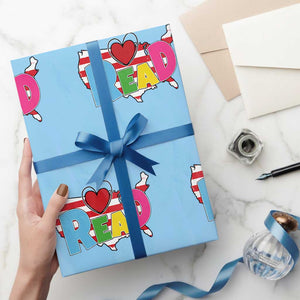 Read Lover America Map Wrapping Paper Roll National Reading Month Bookish Book Lovers TS02 Light Blue Print Your Wear