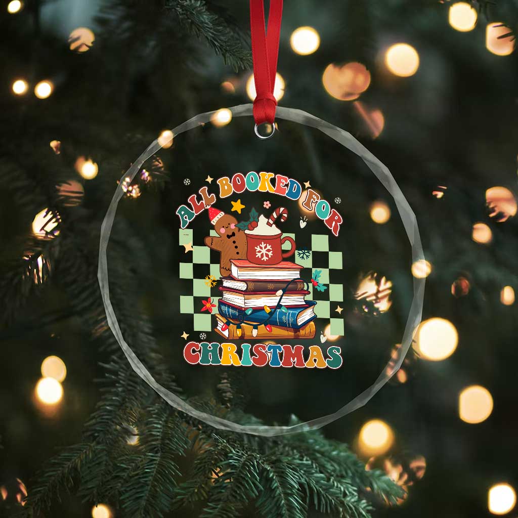 Reading Christmas Crystal Glass Ornament All Booked For Xmas Books and Cocoa Lover TS02 Print Your Wear
