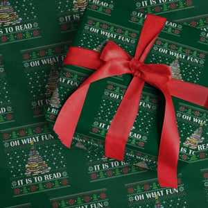 Reading Christmas Wrapping Paper Roll Oh What Fun It Is To Read Books Xmas Tree Funny Ugly Sweater TS02 Green Print Your Wear